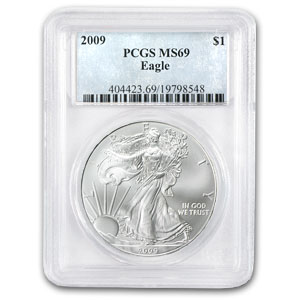 2009 1oz USA Silver Eagle MS-69 PCGS
